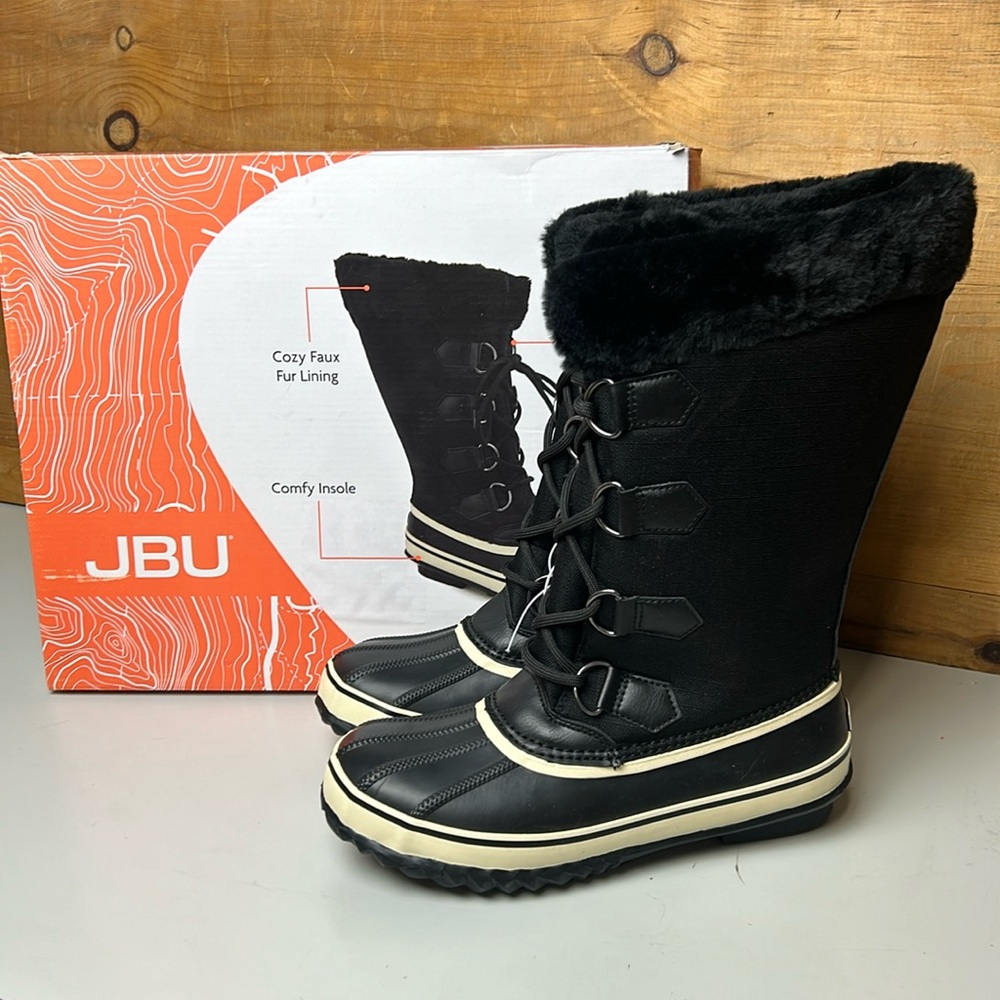 NIB Women’s Tall JBU Winter Boot Snowy Black Cozy Insole